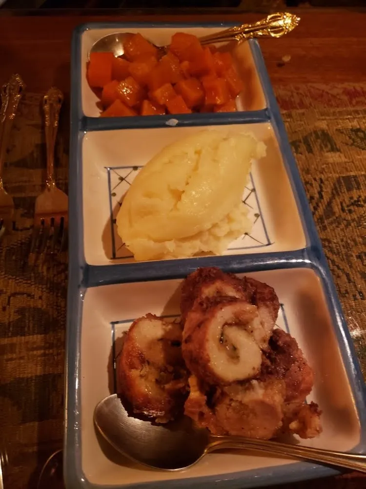 Chicken Rolad Mashed Potatoes Butternut Squash
